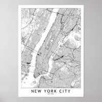 New York White Map