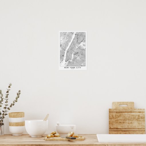 New York White Map Poster Zazzle 7133