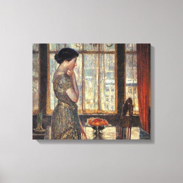 New York Window in Winter (by Childe Hassam) Canvas Print (Front)