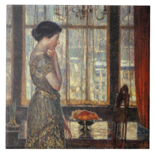 New York Window in Winter (by Childe Hassam) Ceramic Tile