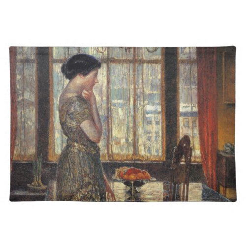 New York Window in Winter by Childe Hassam Cloth Placemat