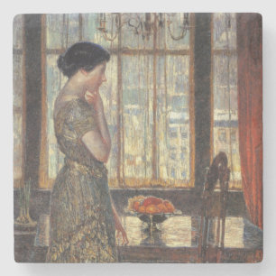 New York Window in Winter (by Childe Hassam) Stone Coaster