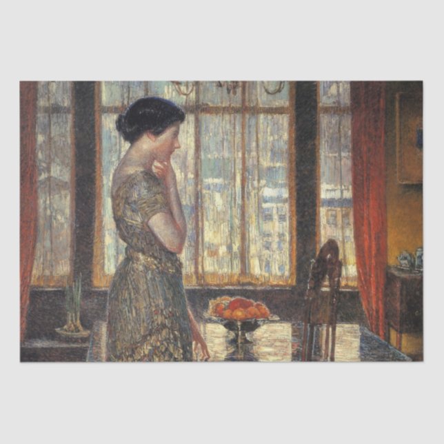 New York Window in Winter (by Childe Hassam) Tissue Paper (Front)