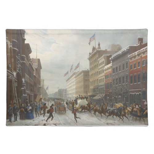 New York Winter Scene in Broadway Cloth Placemat