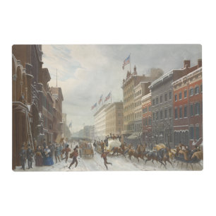 New York. Winter Scene in Broadway. Placemat