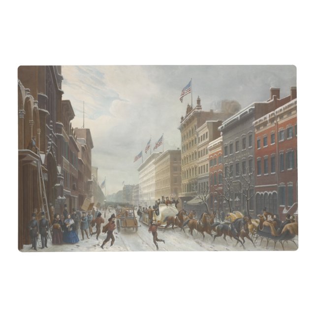 New York. Winter Scene in Broadway. Placemat (Front)