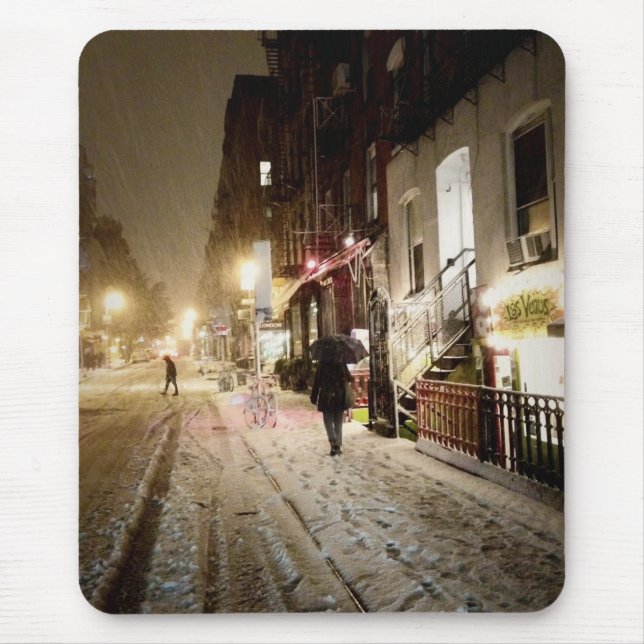 New York Winter - Snow on the Lower East Side Mouse Pad (Front)