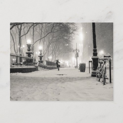 New York Winter _ Snowy Night _ Bryant Park Postcard