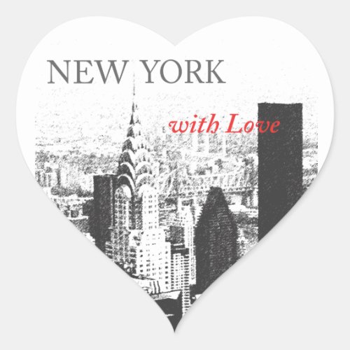 New York with Love Heart Sticker