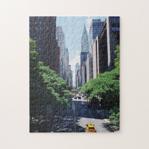 New York With Yellow Cab  Empire State Building Jigsaw Puzzle