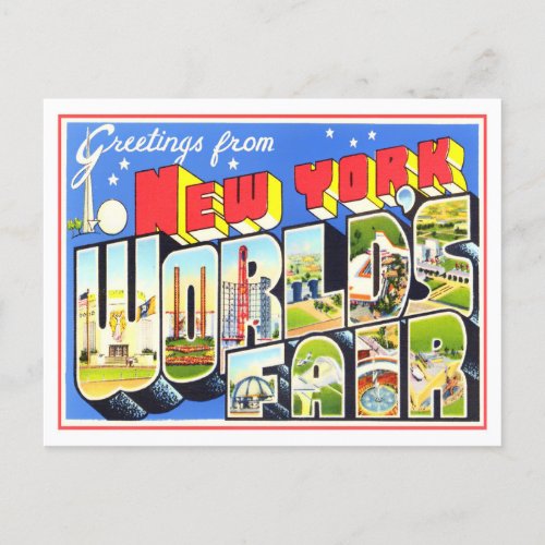 New York Worlds Fair Big Letters Postcard