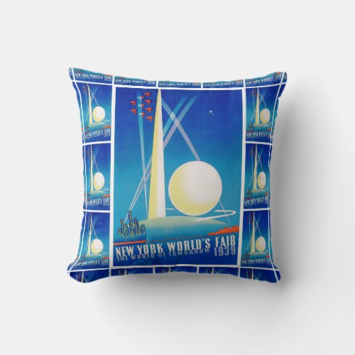 New York Worlds Fair Throw Pillow