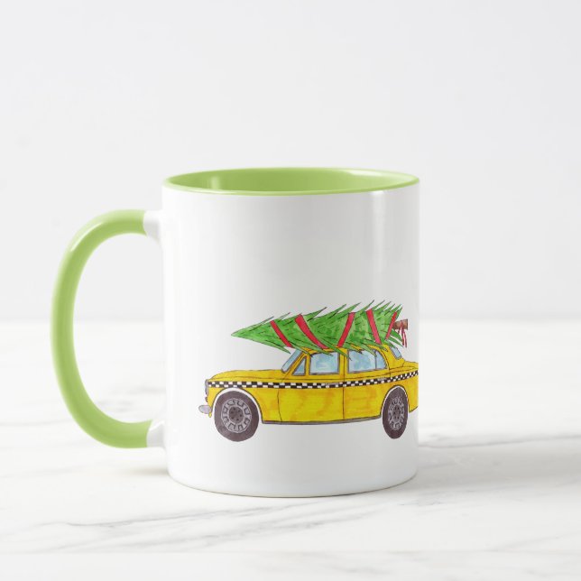 New York Yellow Cab Taxi Christmas tree Mug (Left)