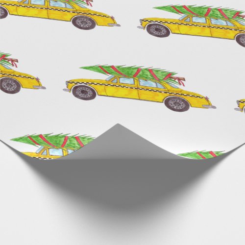 New York Yellow Cab Taxi Christmas tree Wrapping Paper