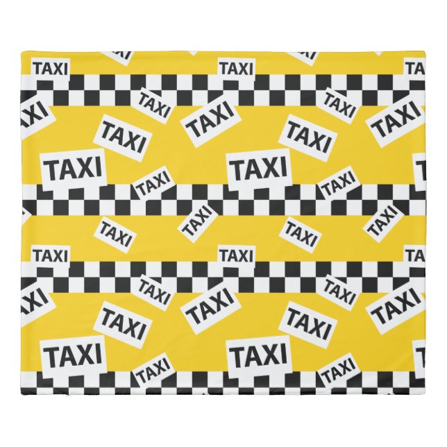 New York Yellow Taxi Cab Checkerboard Pattern Duvet Cover (Back)
