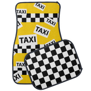 New York Yellow Taxi Cab Checkerboard Patterned Car Floor Mat