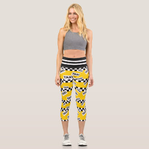 New York Yellow Taxi Cab Pattern Capri Leggings