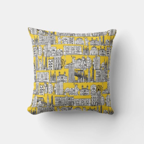 New York  yellow Throw Pillow