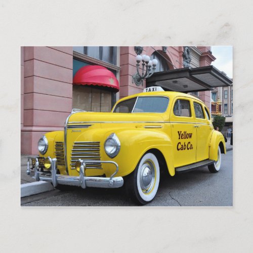 New York Yellow Vintage Cab Postcard