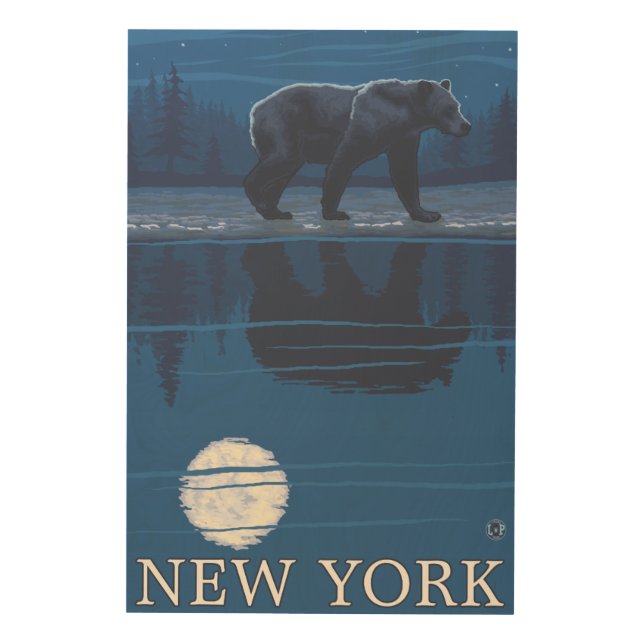 New YorkBear in the Moonlight Wood Wall Decor (Front)