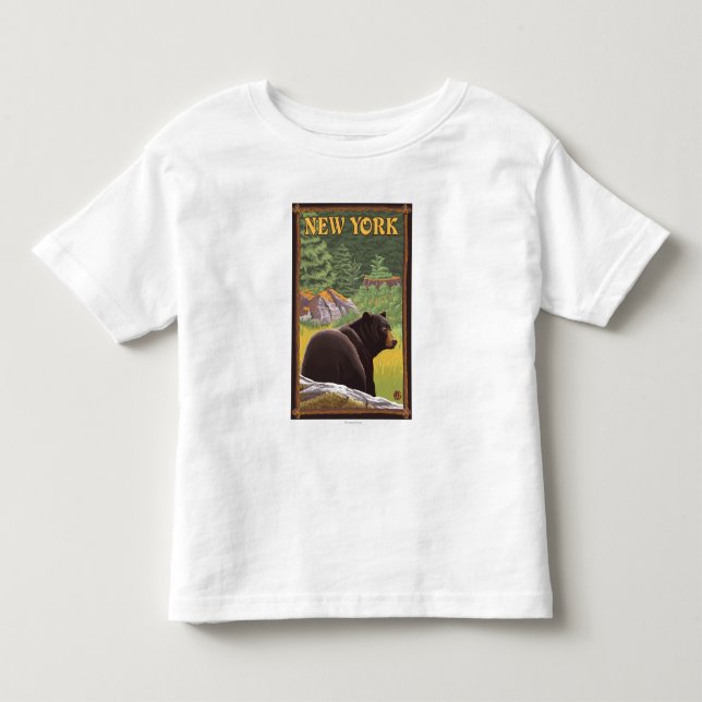 New YorkBlack Bear in Forest Toddler T-shirt (Front)