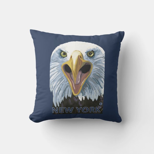 New YorkEagle Up Close Throw Pillow (Front)