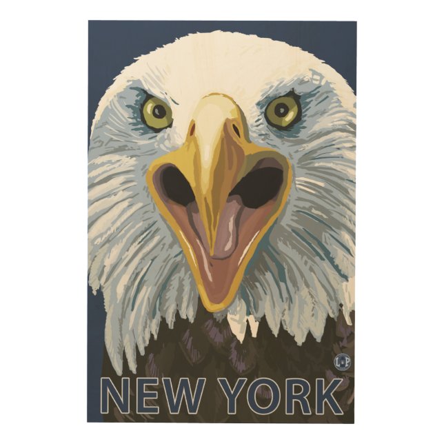 New YorkEagle Up Close Wood Wall Art (Front)