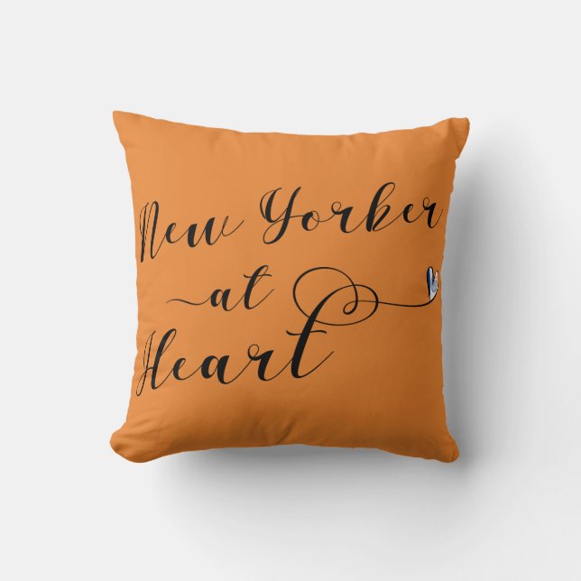 New Yorker At Heart Throw Cushion, NYC Throw Pillow (Front)