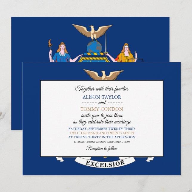 New Yorker Flag, Flag of New York Wedding Invitation (Front/Back)