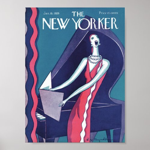 New Yorker Magazine 1926 Singer with Piano Poster