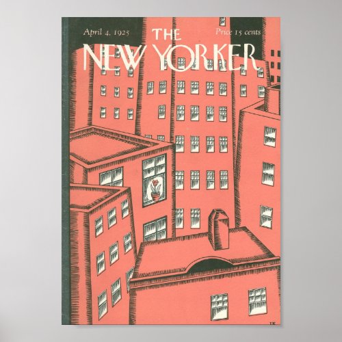 New Yorker Magazine 1935 _ city plant in window Poster