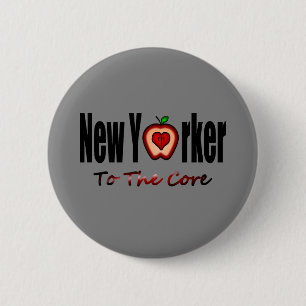 New Yorker To The Core With Sliced Big Apple Pinback Button