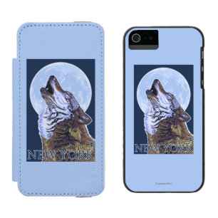 New YorkHowling Wolf Wallet Case For iPhone SE/5/5s