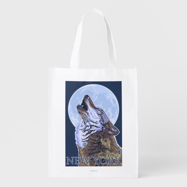 New YorkHowling Wolf Reusable Grocery Bag (Front)