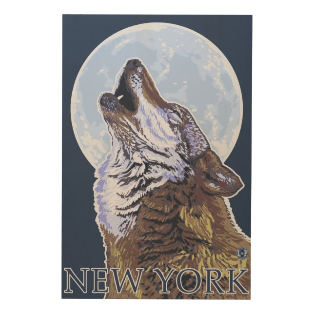 New YorkHowling Wolf Wood Wall Decor (Front)