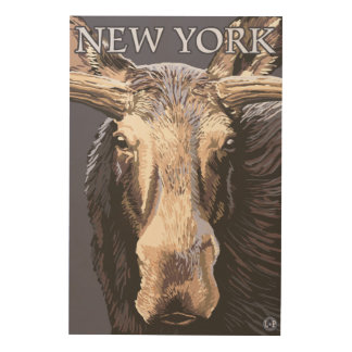 New YorkMoose Up Close Wood Wall Art