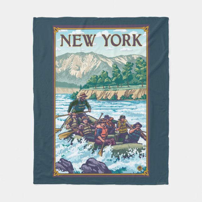 New YorkRiver Rafting Scene Fleece Blanket (Front)