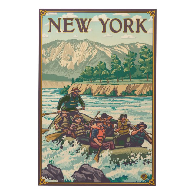 New YorkRiver Rafting Scene Wood Wall Decor (Front)