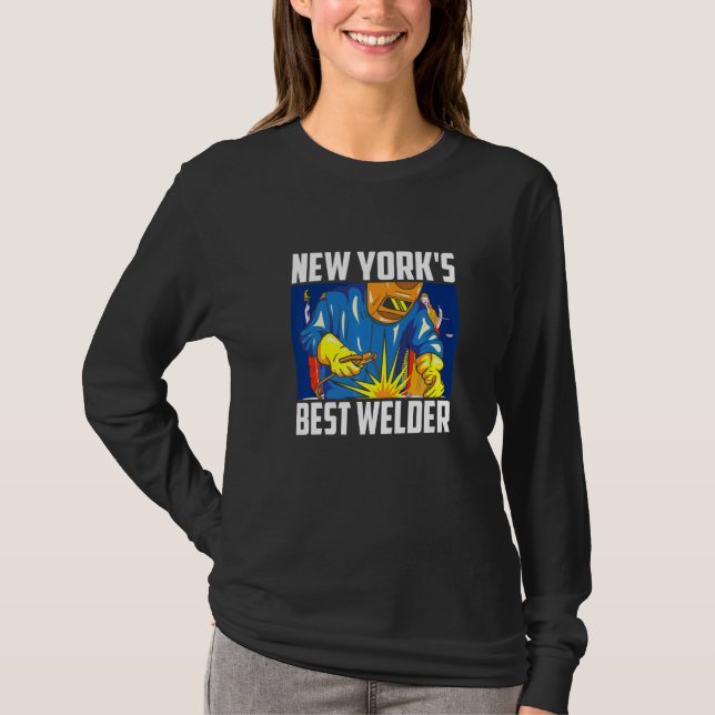 New York's Best Welder Ironworker Ironsmith Weldin T-Shirt (Front)