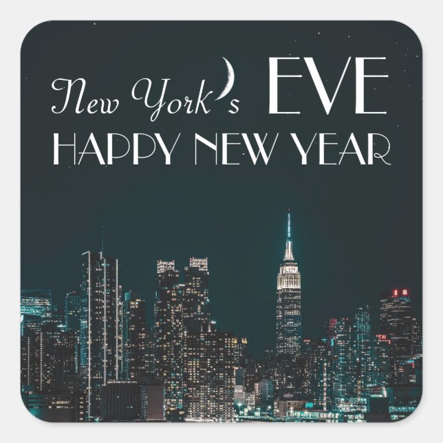 New York's Eve, Happy New Year Square Sticker (Front)