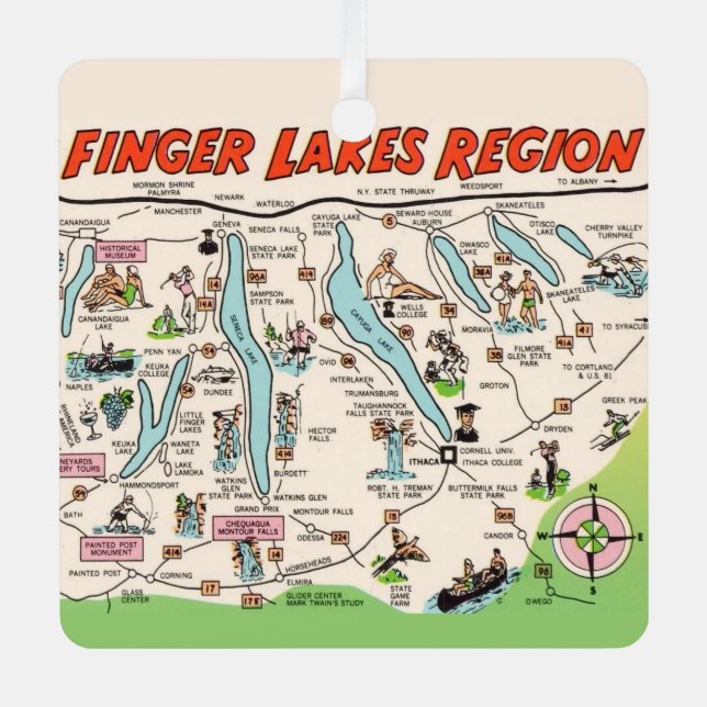 New York's Finger Lakes Metal Ornament (Front)