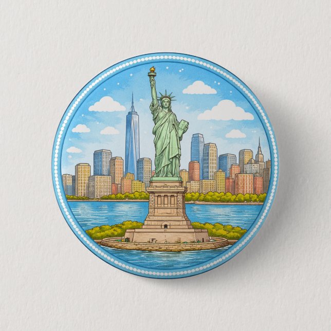 New York's Statue Of Liberty Button (Front)