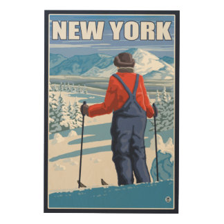 New YorkSkier Admiring View Wood Wall Decor