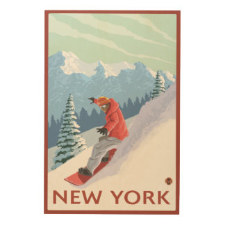 New YorkSnowboarder Scene Wood Wall Art