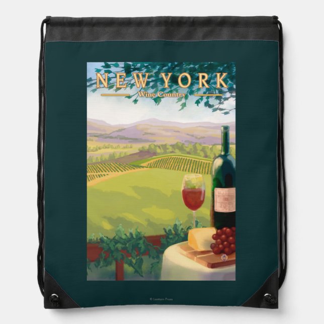 New YorkWine Country Scene Drawstring Bag (Front)