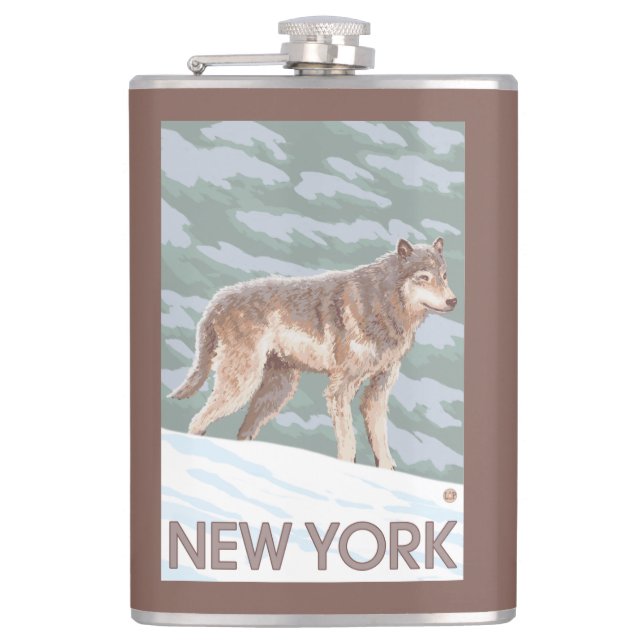 New YorkWolf Scene Flask (Front)