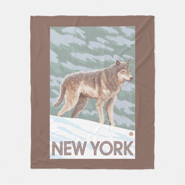 New YorkWolf Scene Fleece Blanket (Front)