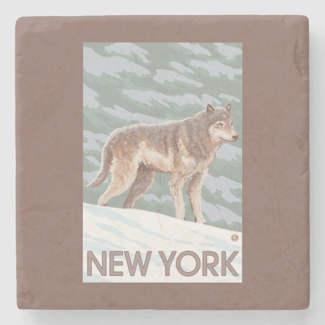 New YorkWolf Scene Stone Coaster (Front)