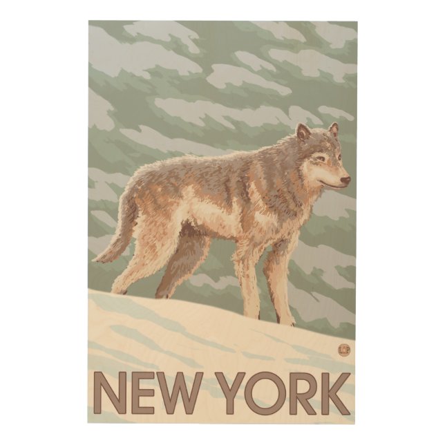 New YorkWolf Scene Wood Wall Art (Front)