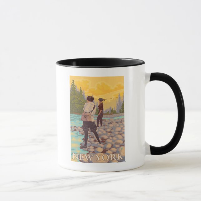 New YorkWomen Fly Fishing Scene Mug (Right)